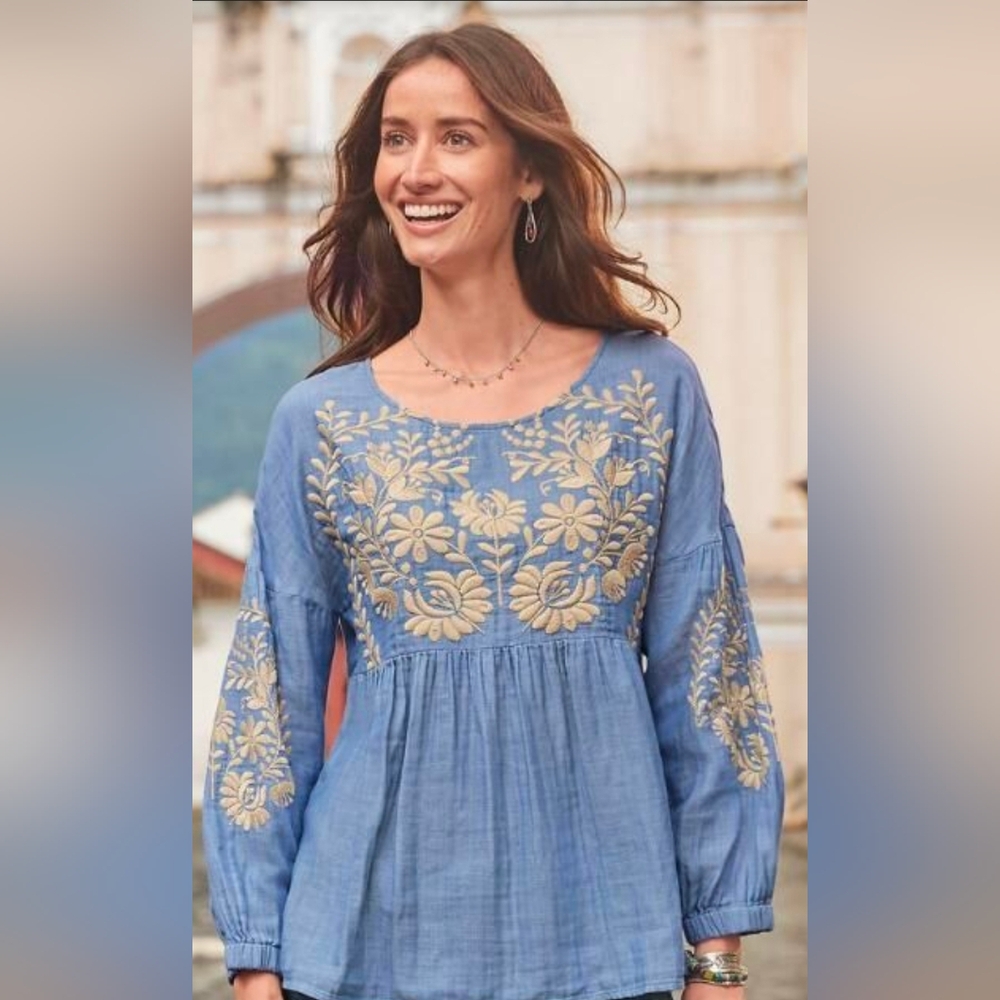 Sundance Sumina Embroidered Floral Peasant Top